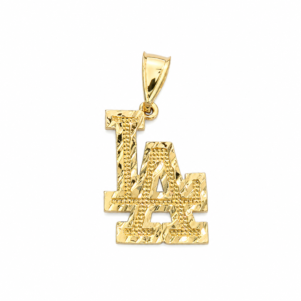 LA Logo Pendant – Gold-Tone Diamond-Cut Los Angeles Unisex Charm