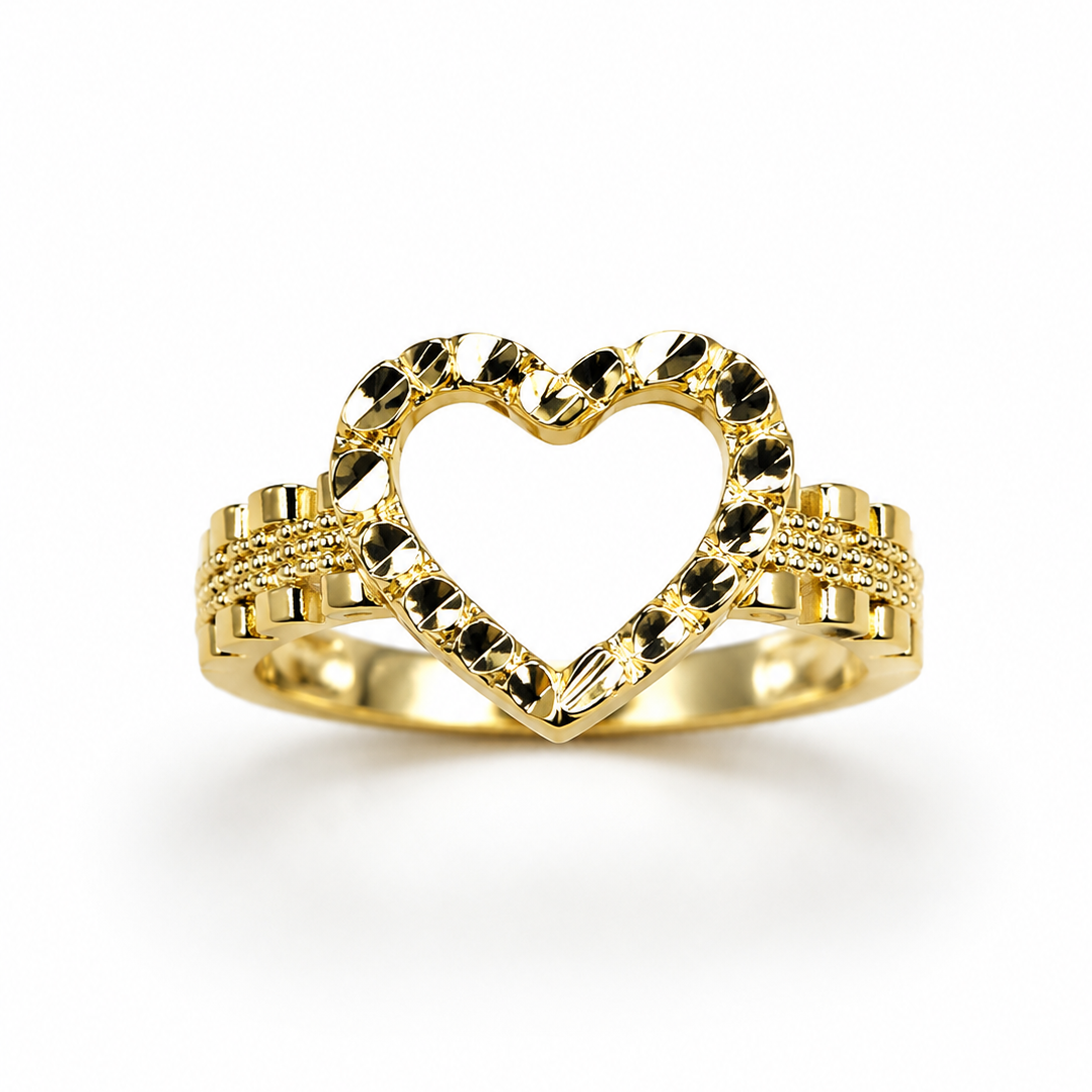 Amora Textured Open Heart Ring
