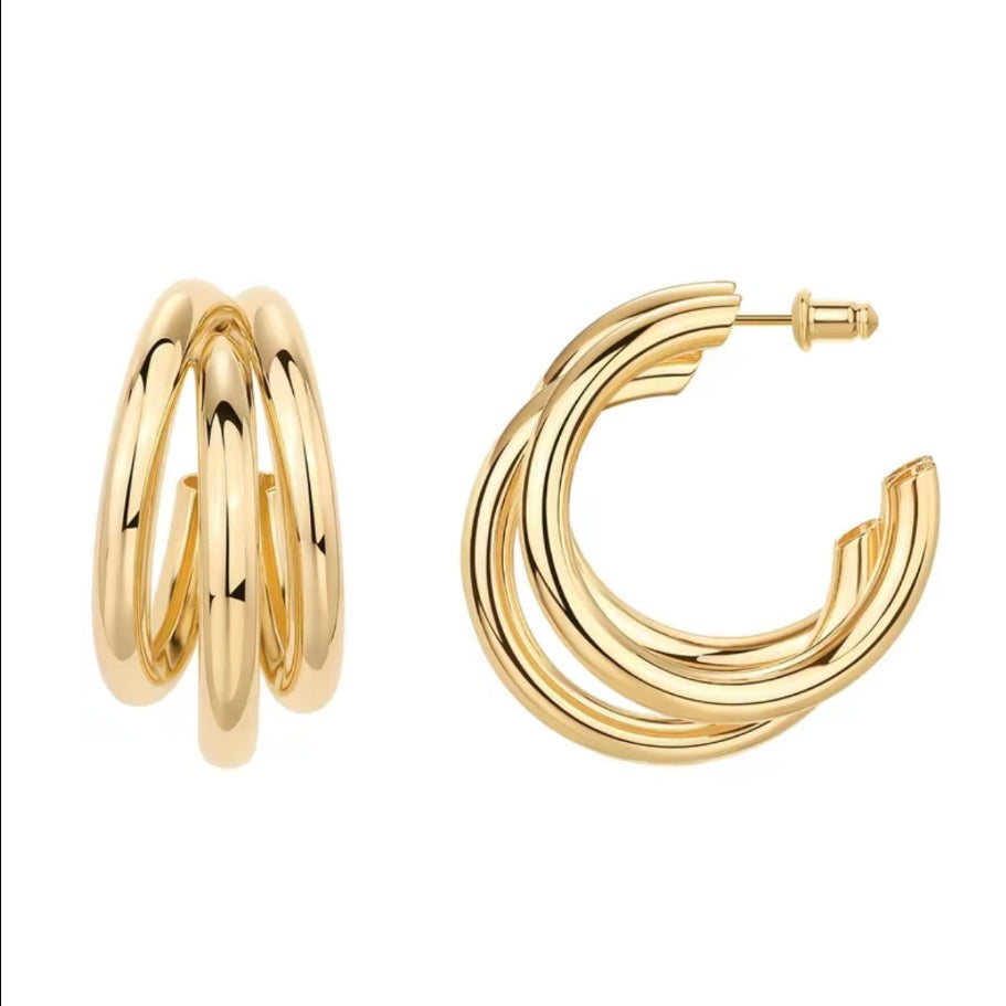 Santorini Triple Hoop Earrings