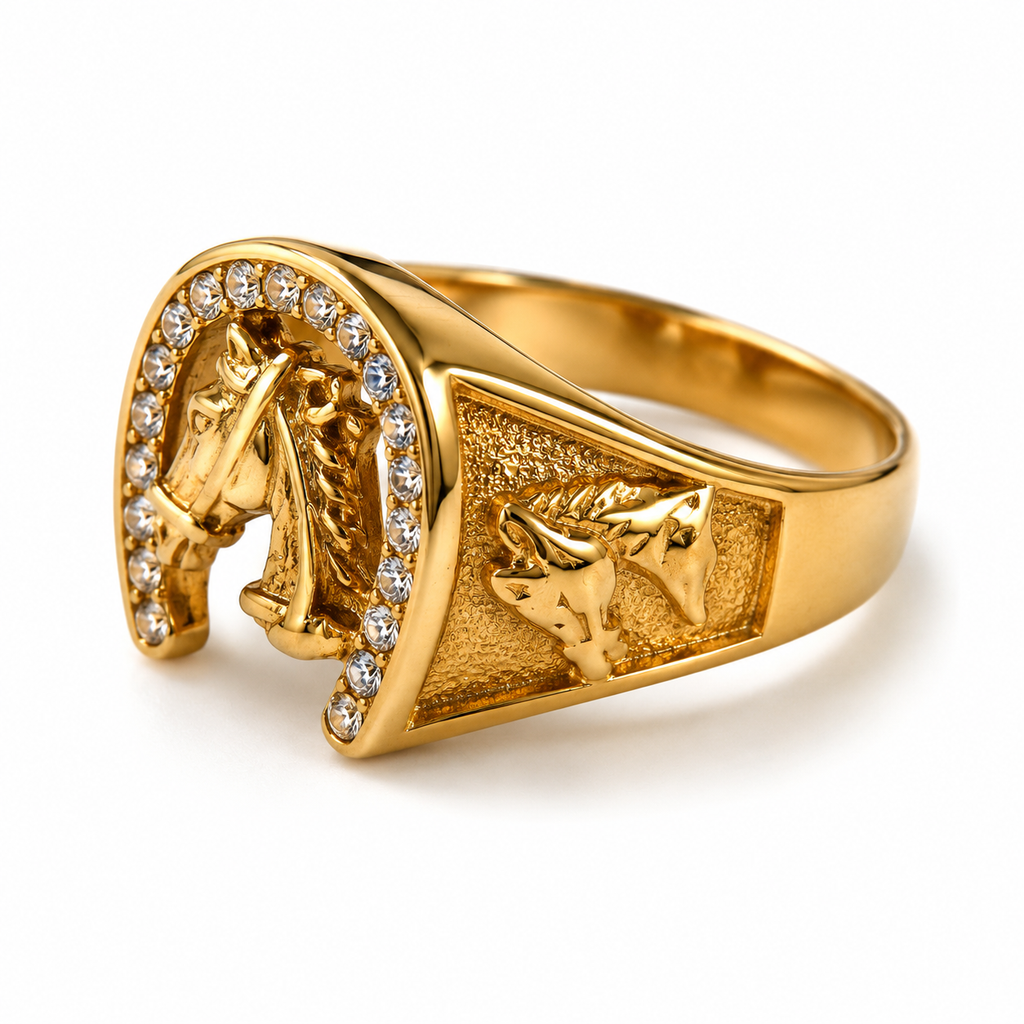 Sterling Horseshoe Signet Ring | Gold Stainless Steel Ring