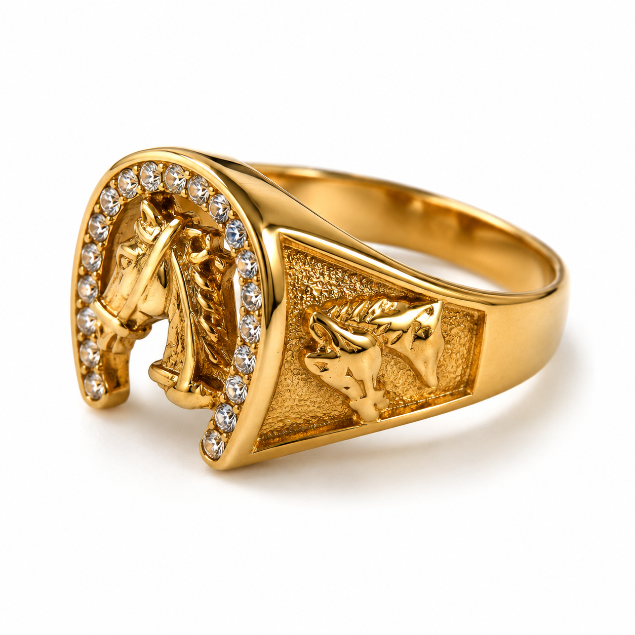 Sterling Horseshoe Signet Ring | Gold Stainless Steel Ring