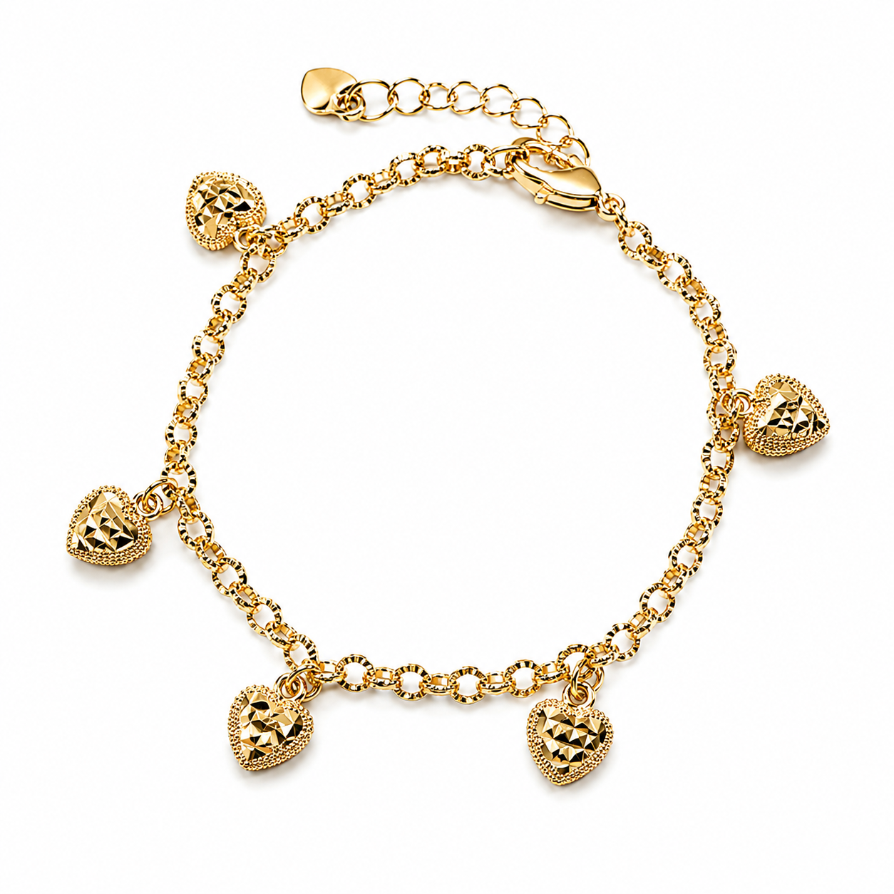 Rosalie Heart Bracelet | Oro Laminado Heart Charm Bracelet