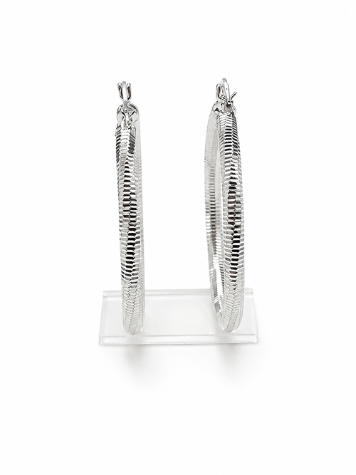 Aspen Ribbed Hoop Earrings – White Oro Laminado