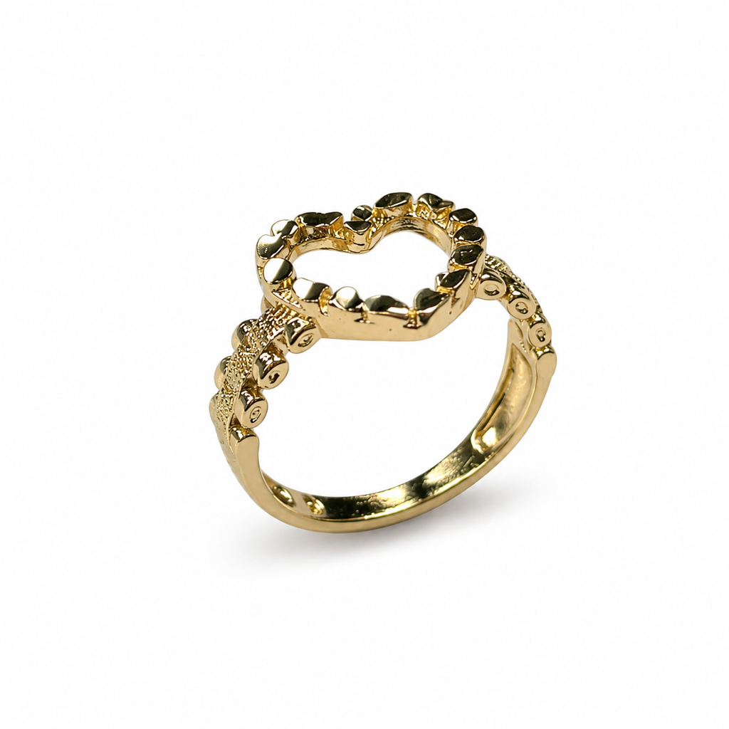 Amora Textured Open Heart Ring