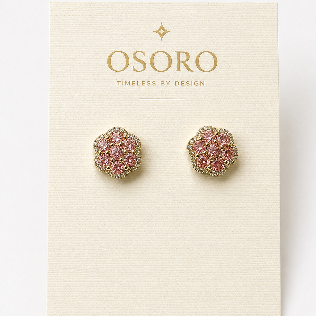 Blossom Pink CZ Stud Earrings