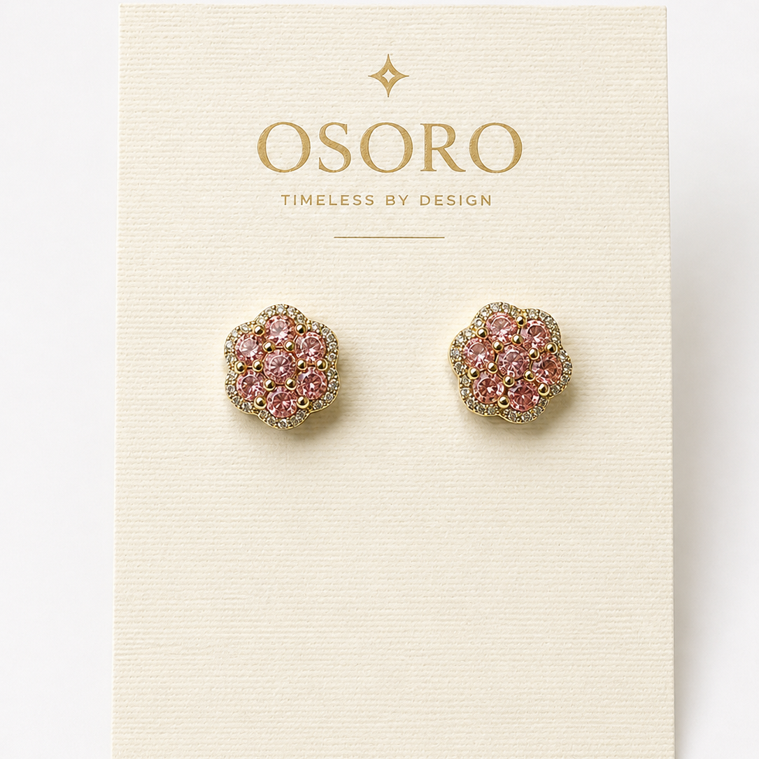 Blossom Pink CZ Stud Earrings