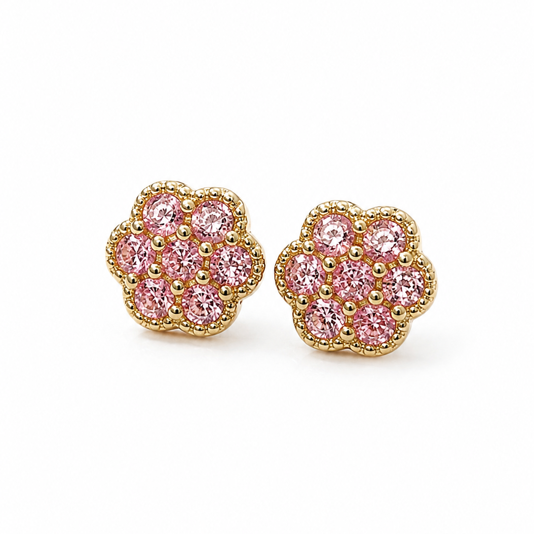 Blossom Pink CZ Stud Earrings