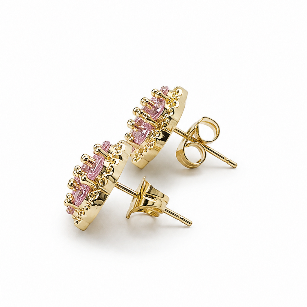 Blossom Pink CZ Stud Earrings