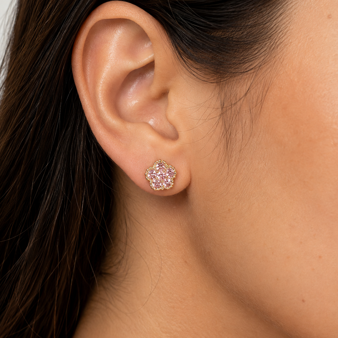 Blossom Pink CZ Stud Earrings
