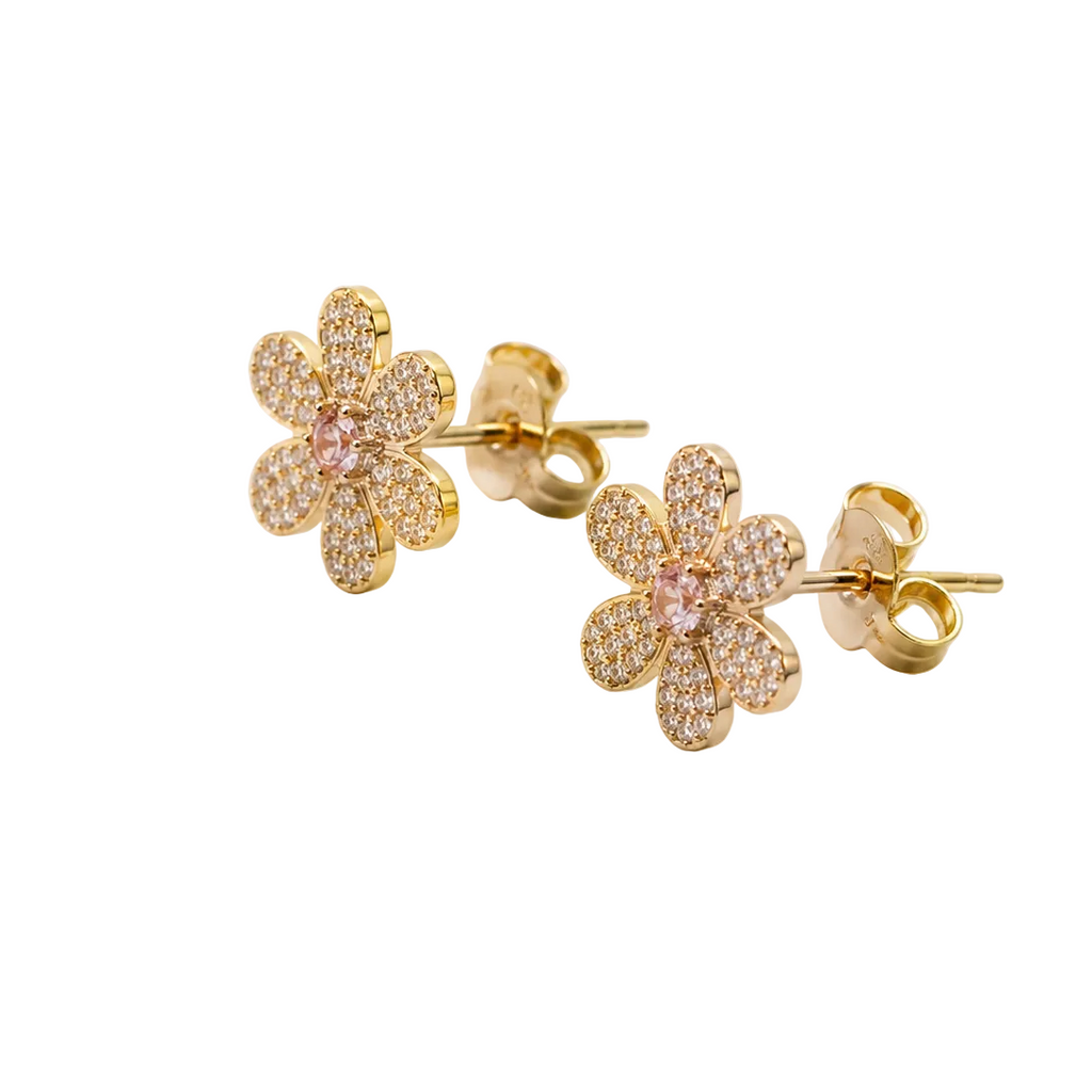 Blush Daisy CZ Flower Stud Earrings