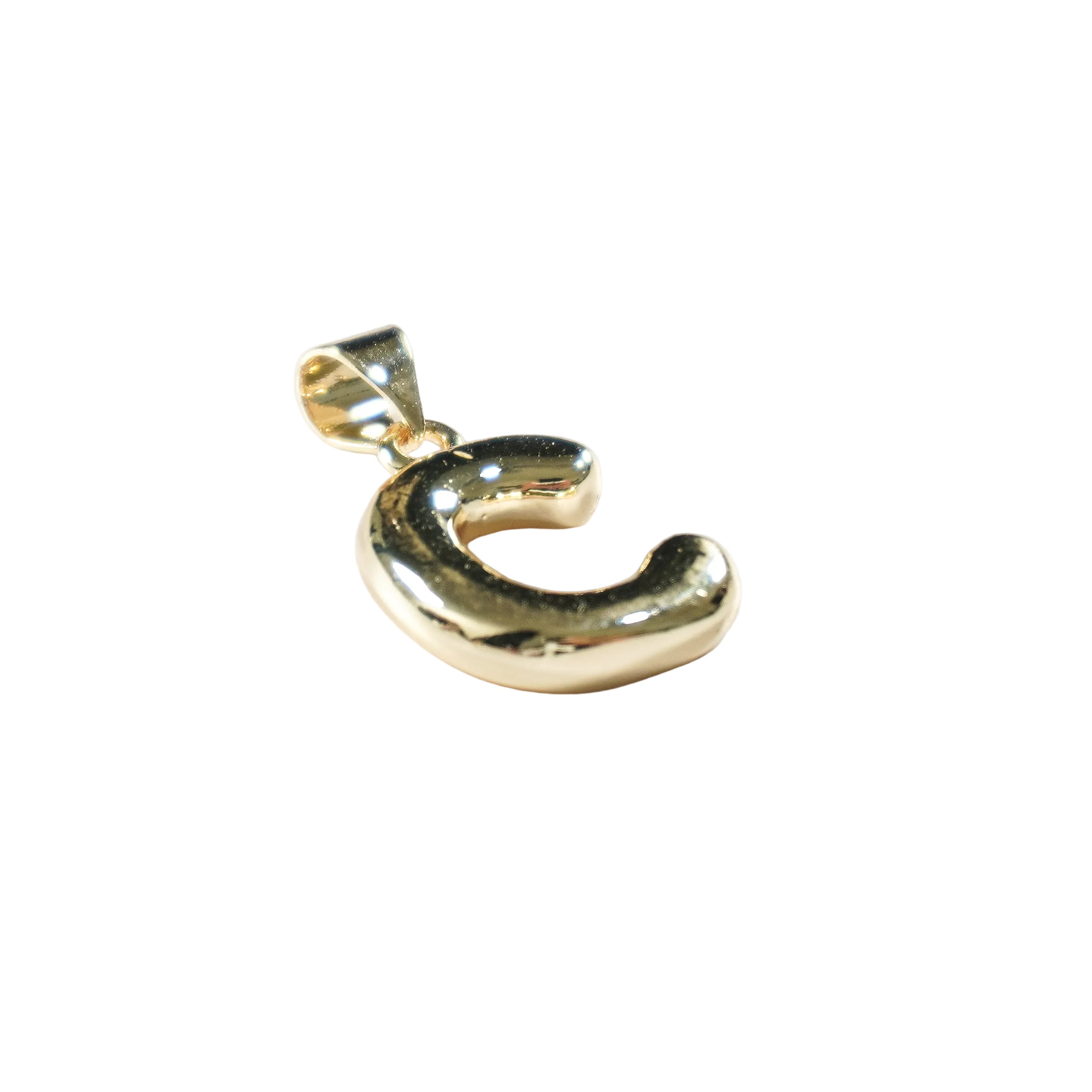 Gold Bubble Initial Pendant | Oro Laminado Letter Charm