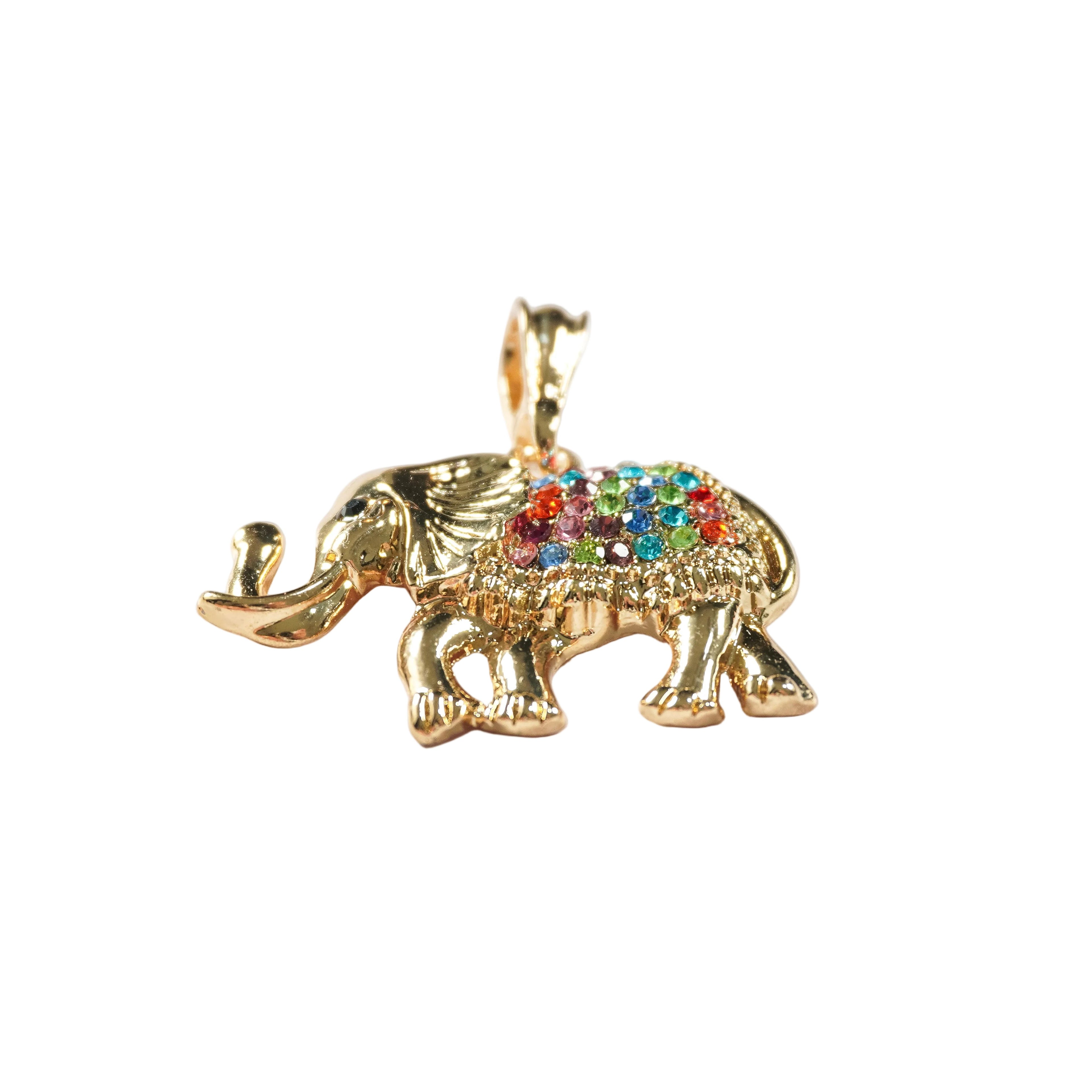 Lucky Prism Elephant Pendant | 18K Gold Filled Cubic Zirconia Elephant Charm