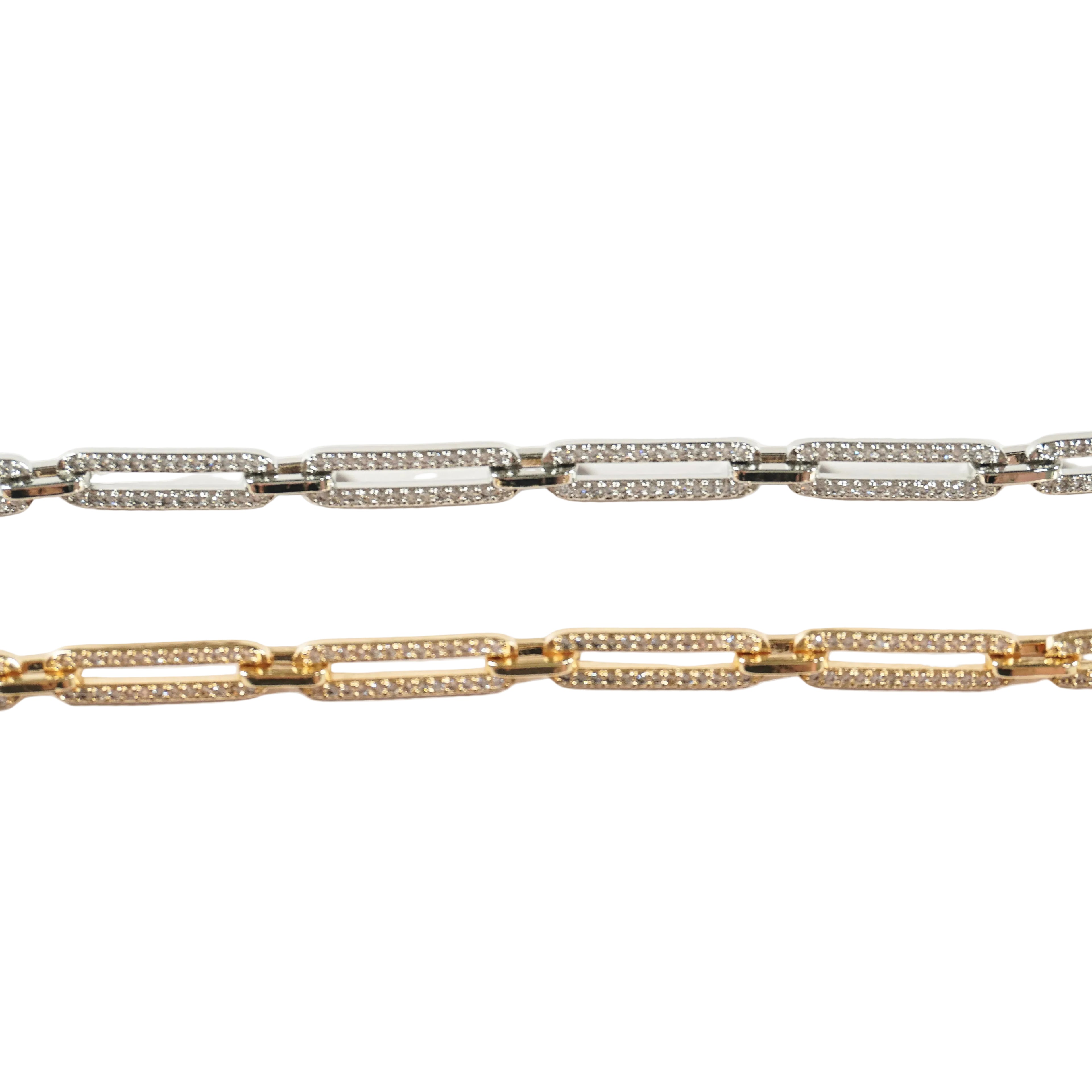 Celeste Pavé Paperclip Bracelet | Gold & Silver Cubic Zirconia Bracelet
