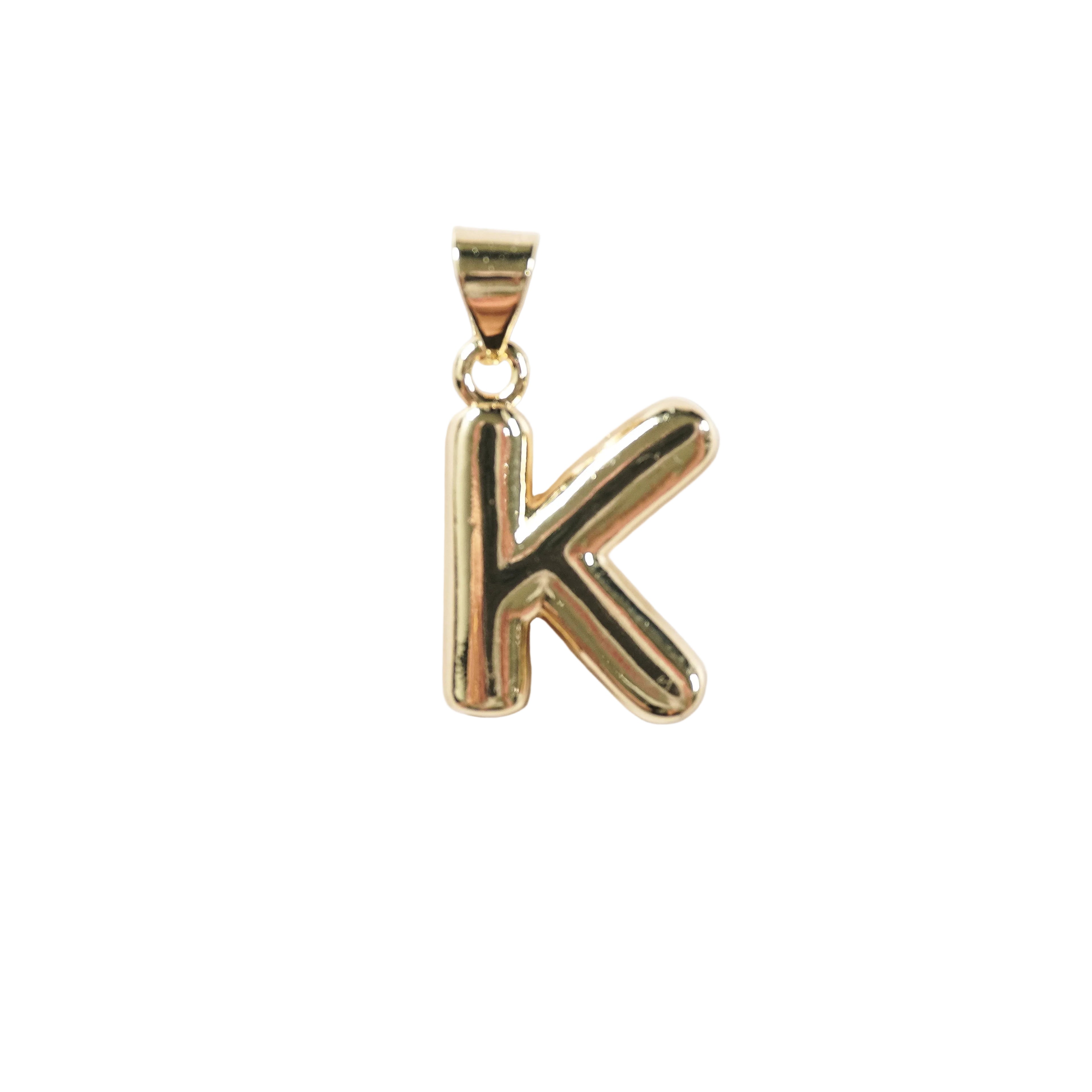 Gold Bubble Initial Pendant | Oro Laminado Letter Charm
