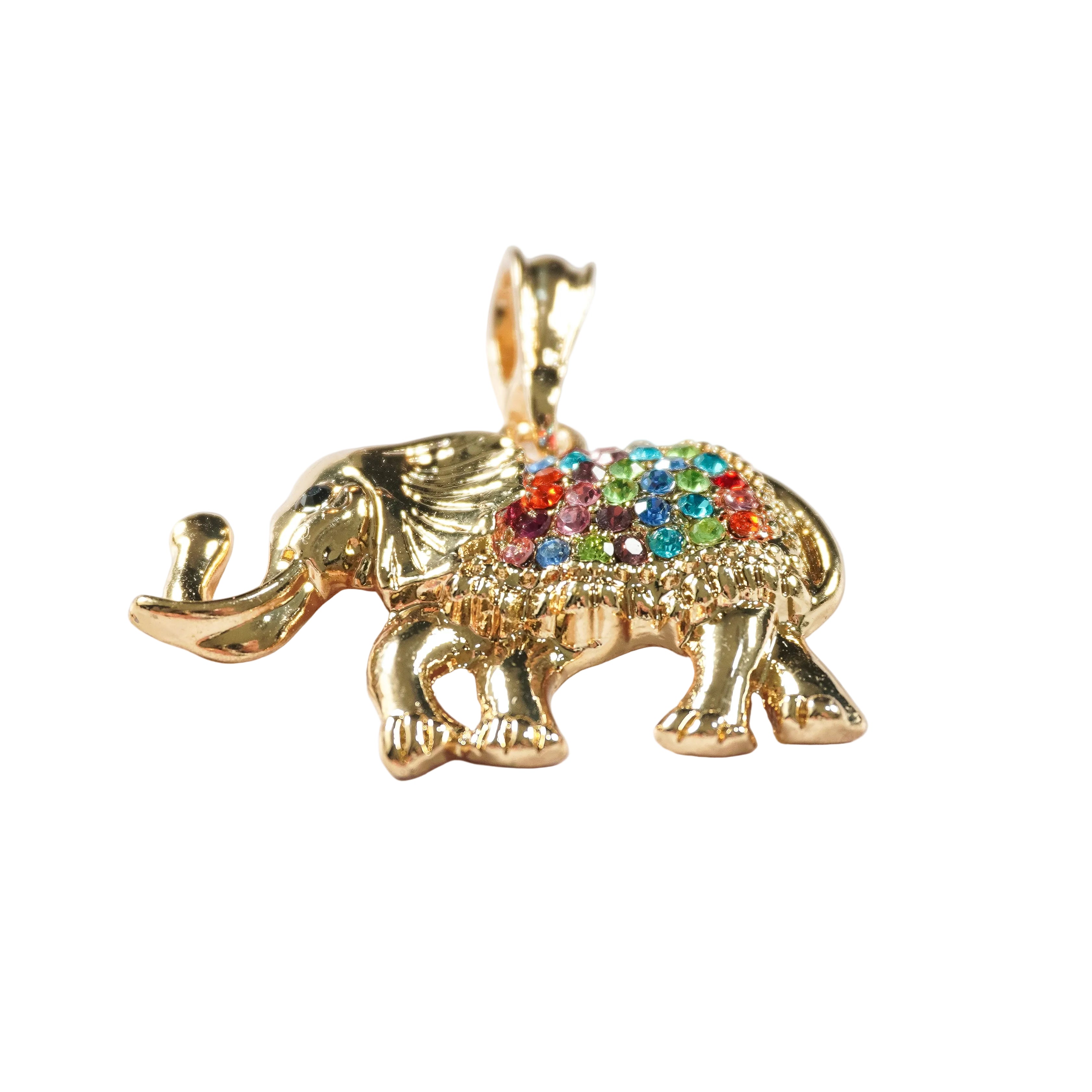Lucky Prism Elephant Pendant | 18K Gold Filled Cubic Zirconia Elephant Charm