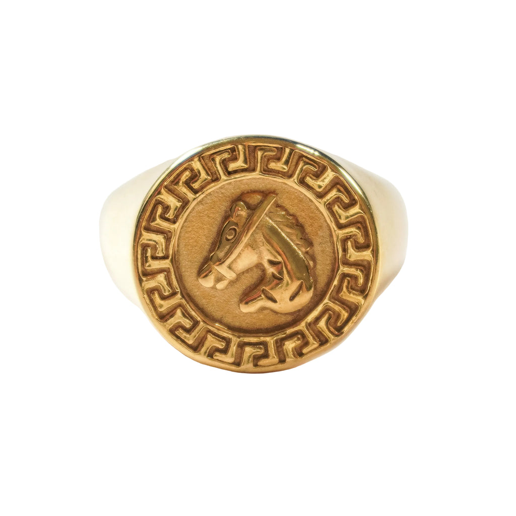Imperium Horse Signet Ring | Gold Stainless Steel Ring