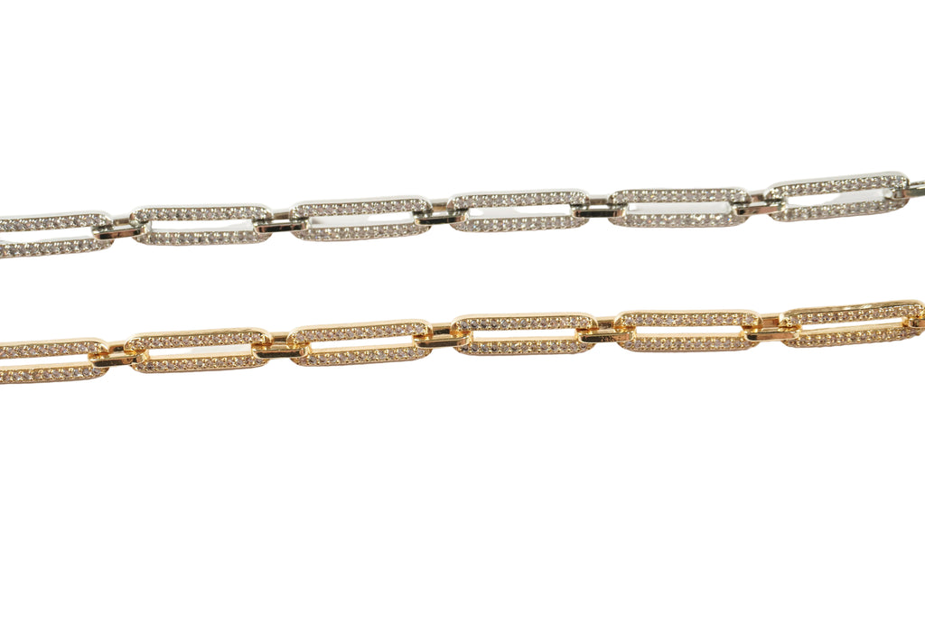 Celeste Pavé Paperclip Bracelet | Gold & Silver Cubic Zirconia Bracelet
