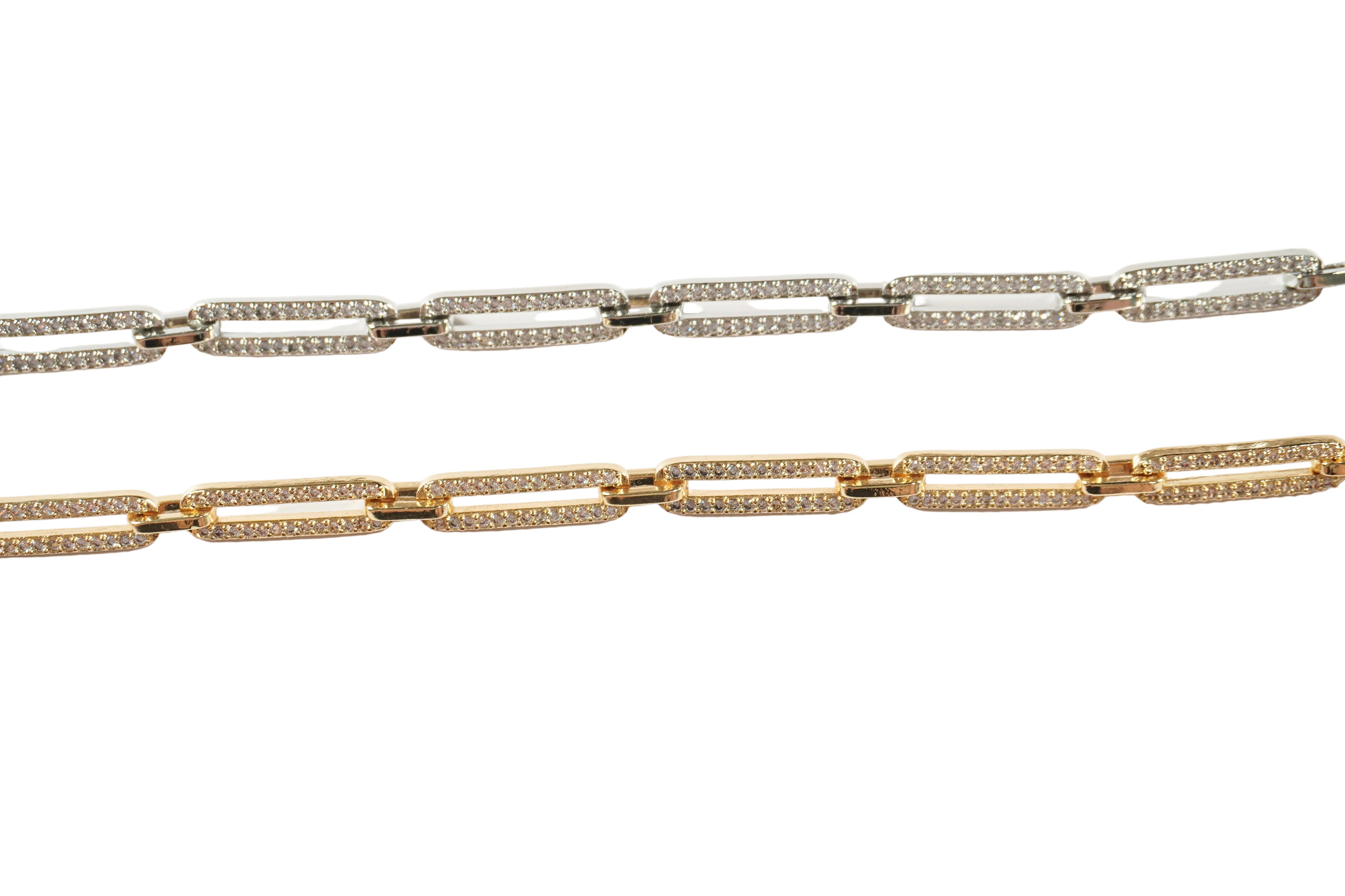 Celeste Pavé Paperclip Bracelet | Gold & Silver Cubic Zirconia Bracelet
