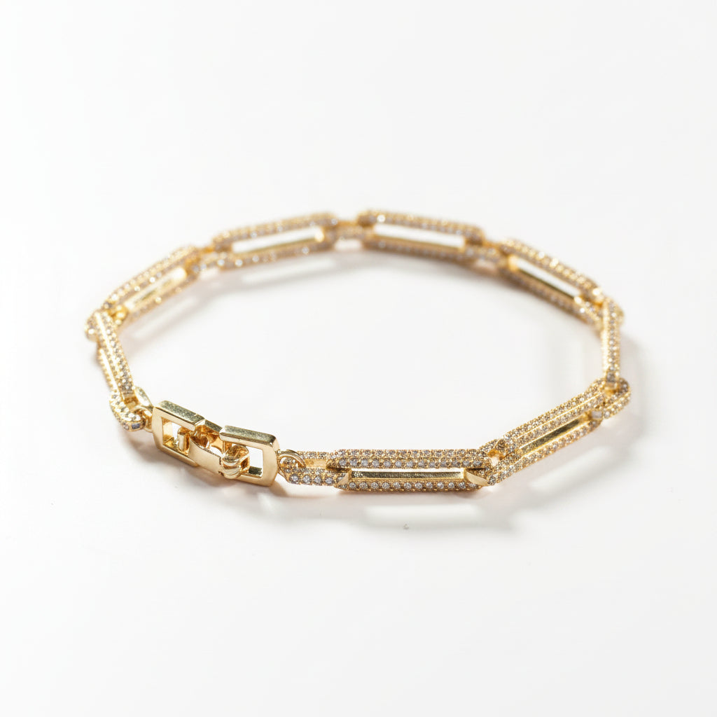 Celeste Pavé Paperclip Bracelet | Gold & Silver Cubic Zirconia Bracelet