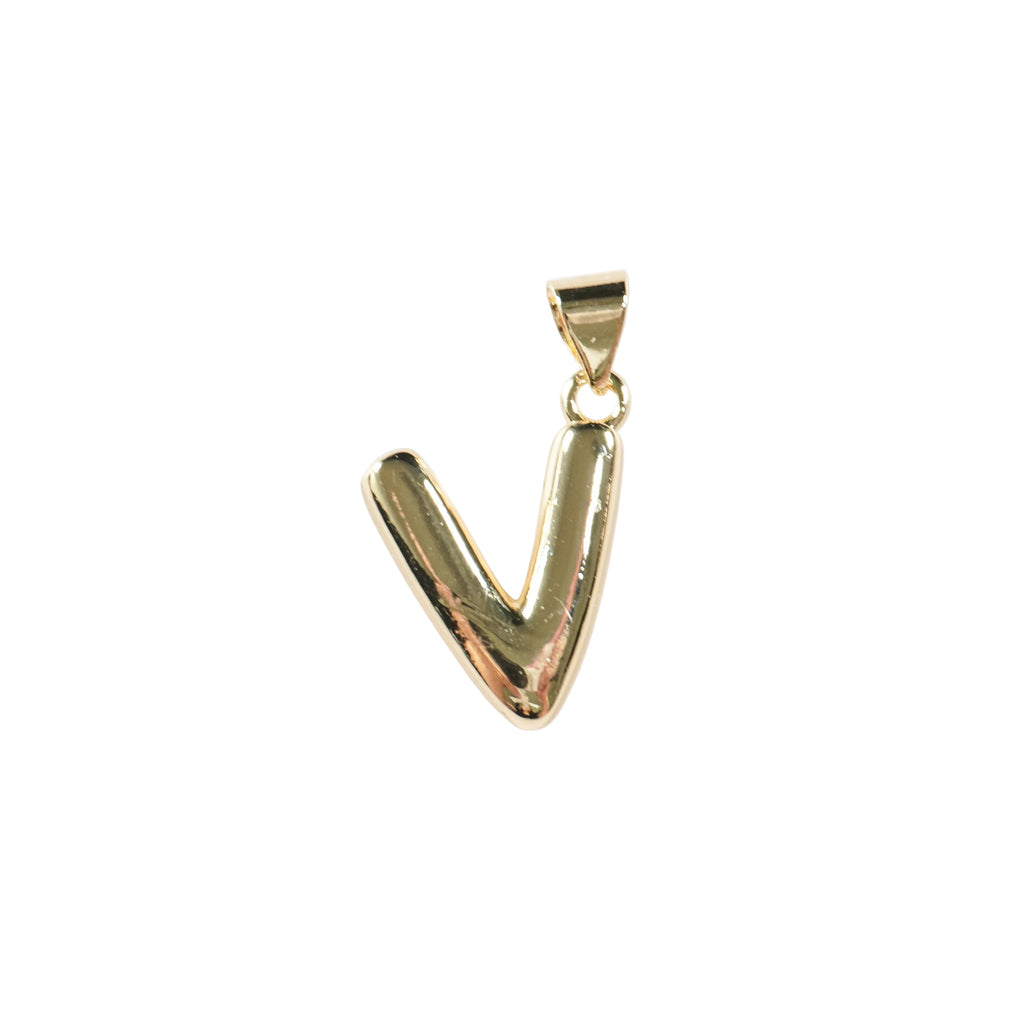 Gold Bubble Initial Pendant | Oro Laminado Letter Charm