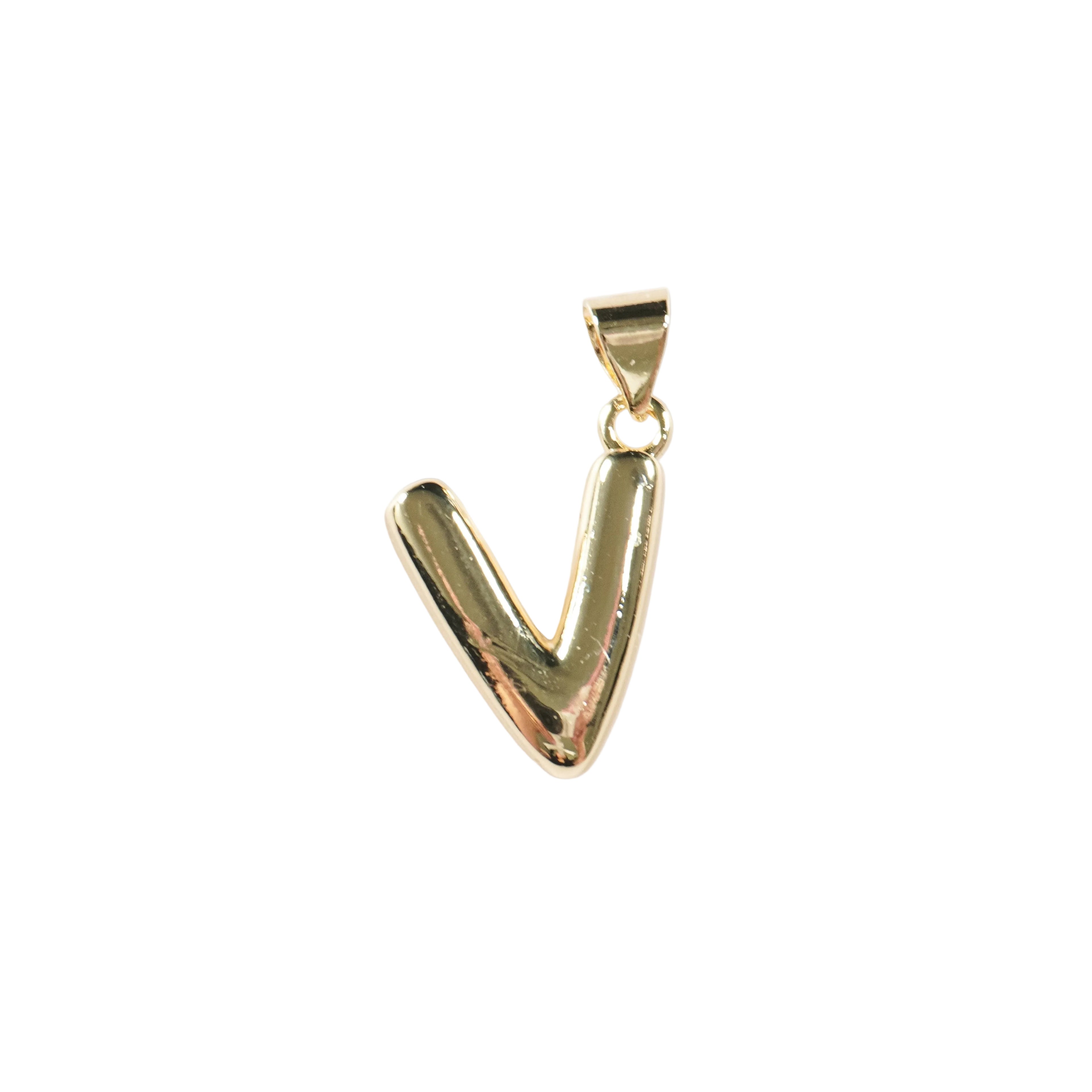 Gold Bubble Initial Pendant | Oro Laminado Letter Charm