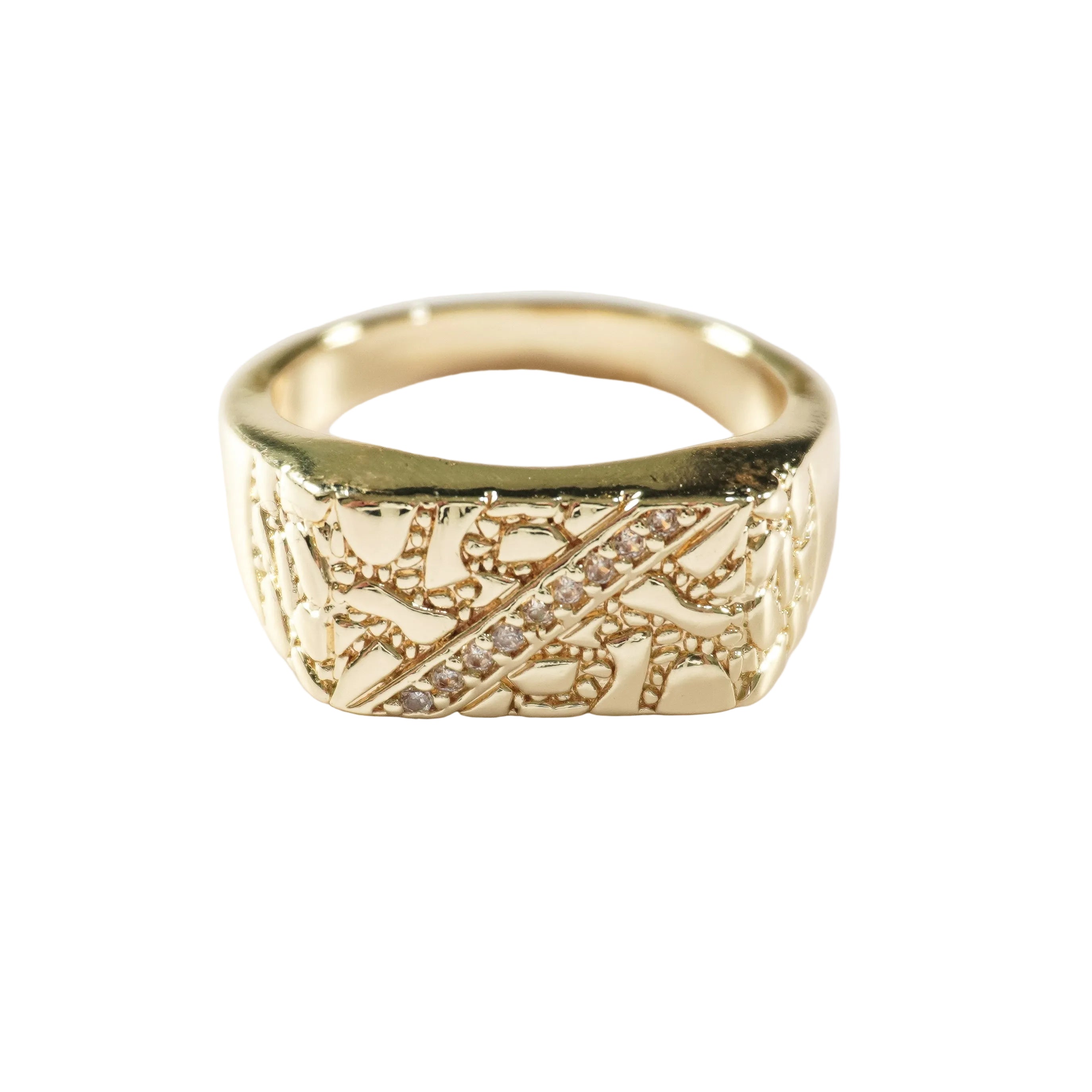 Imperial Florentine Signet Ring for Men | Oro Laminado CZ Ring