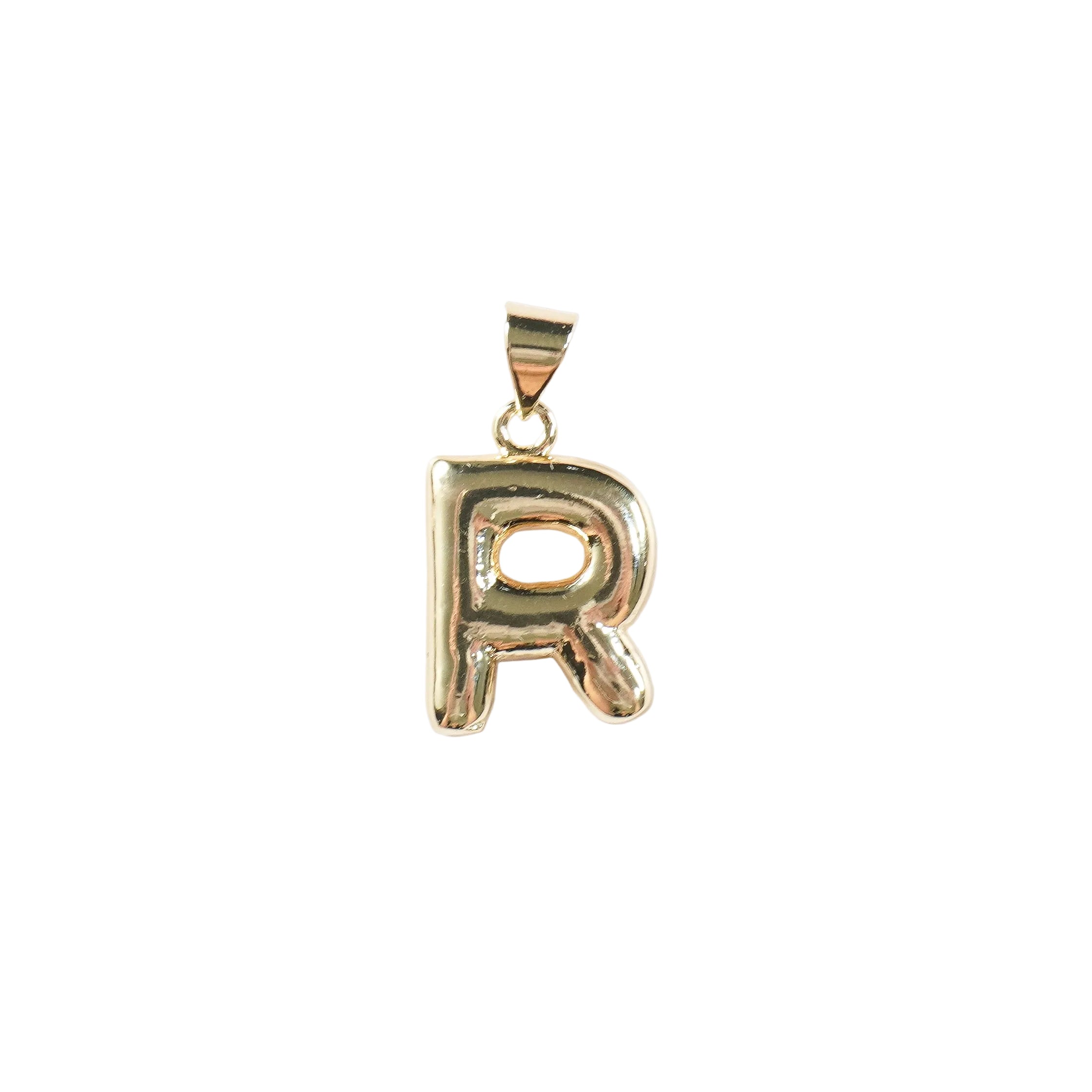 Gold Bubble Initial Pendant | Oro Laminado Letter Charm