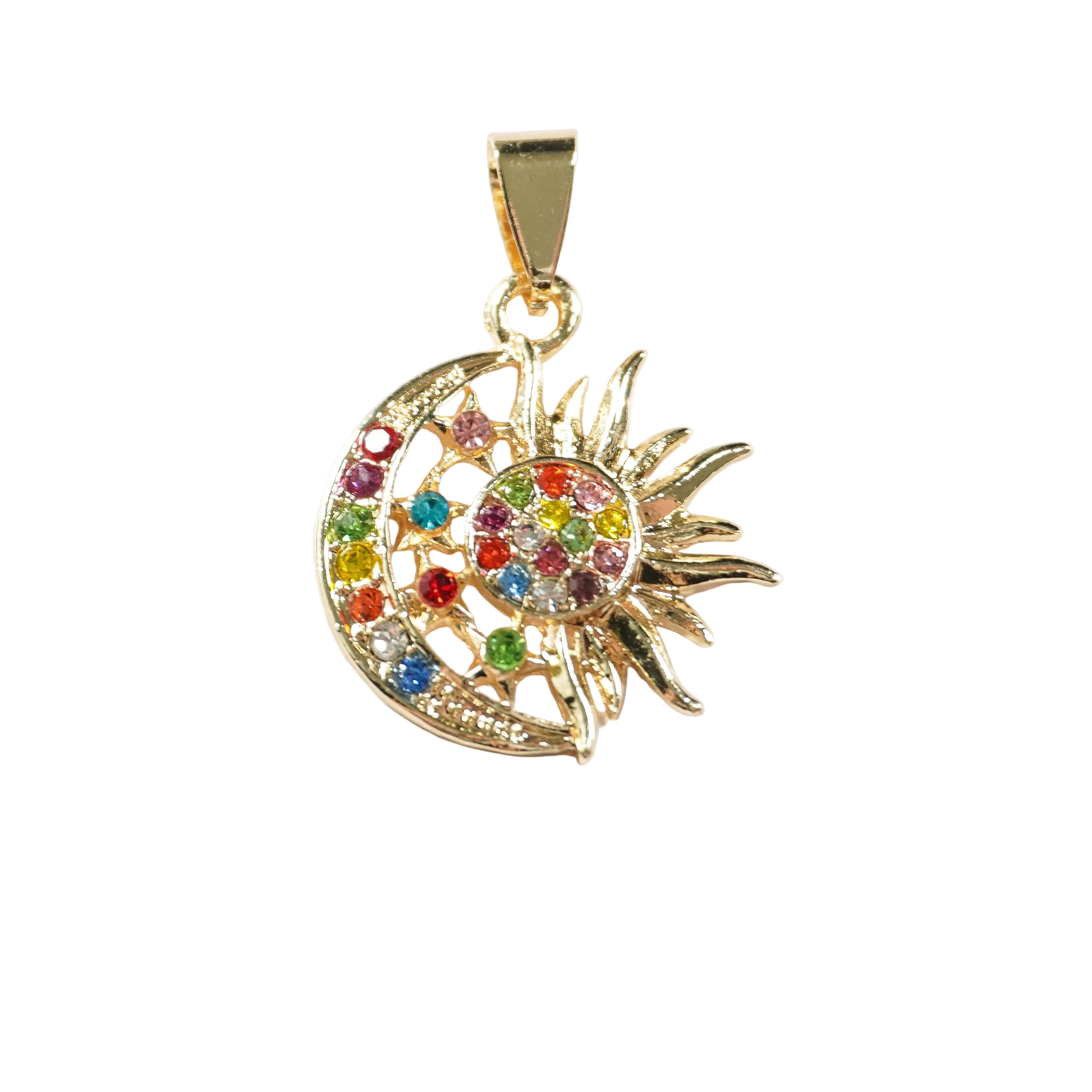 Soluna Oro Laminado Pendant | Sun & Moon CZ Charm