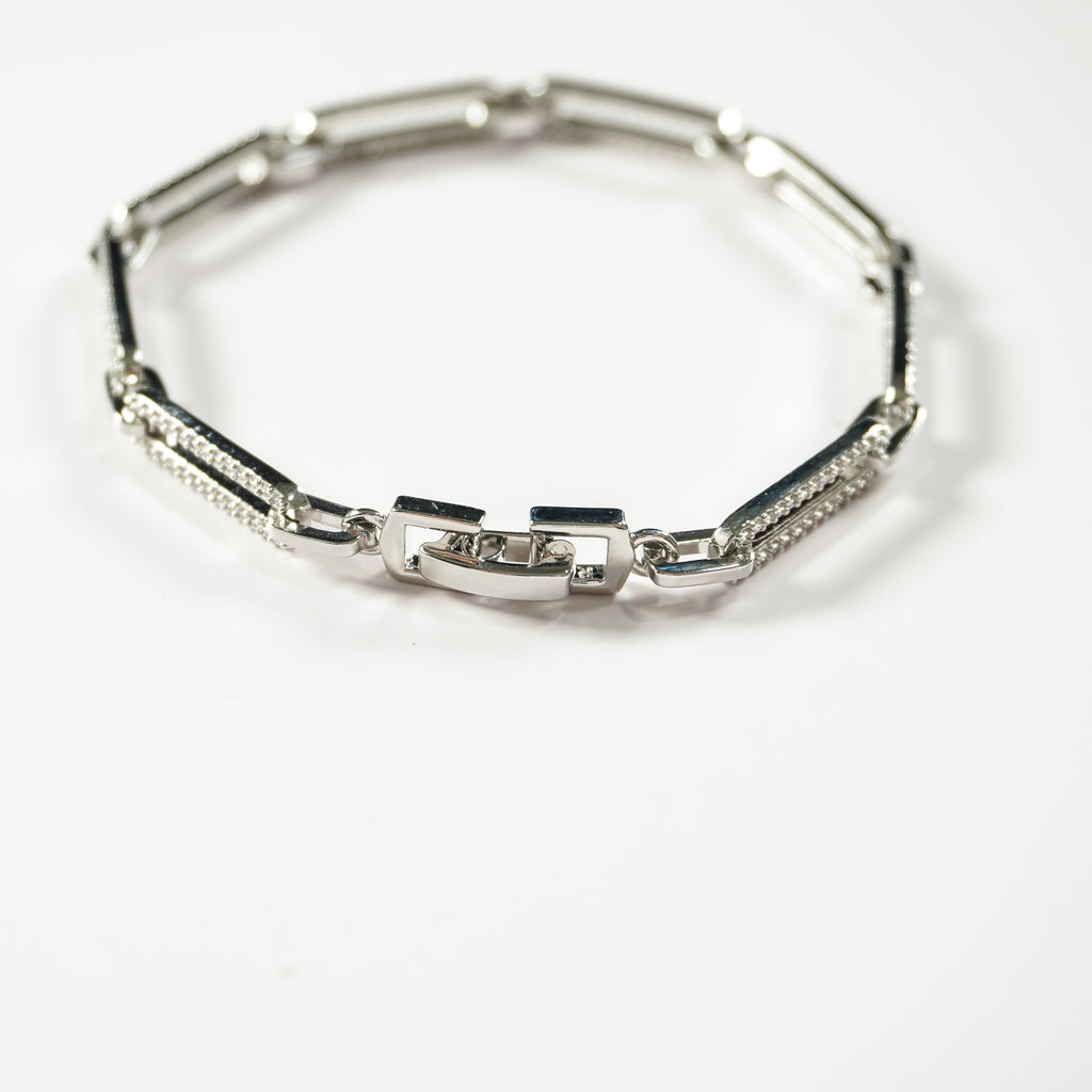 Celeste Pavé Paperclip Bracelet | Gold & Silver Cubic Zirconia Bracelet
