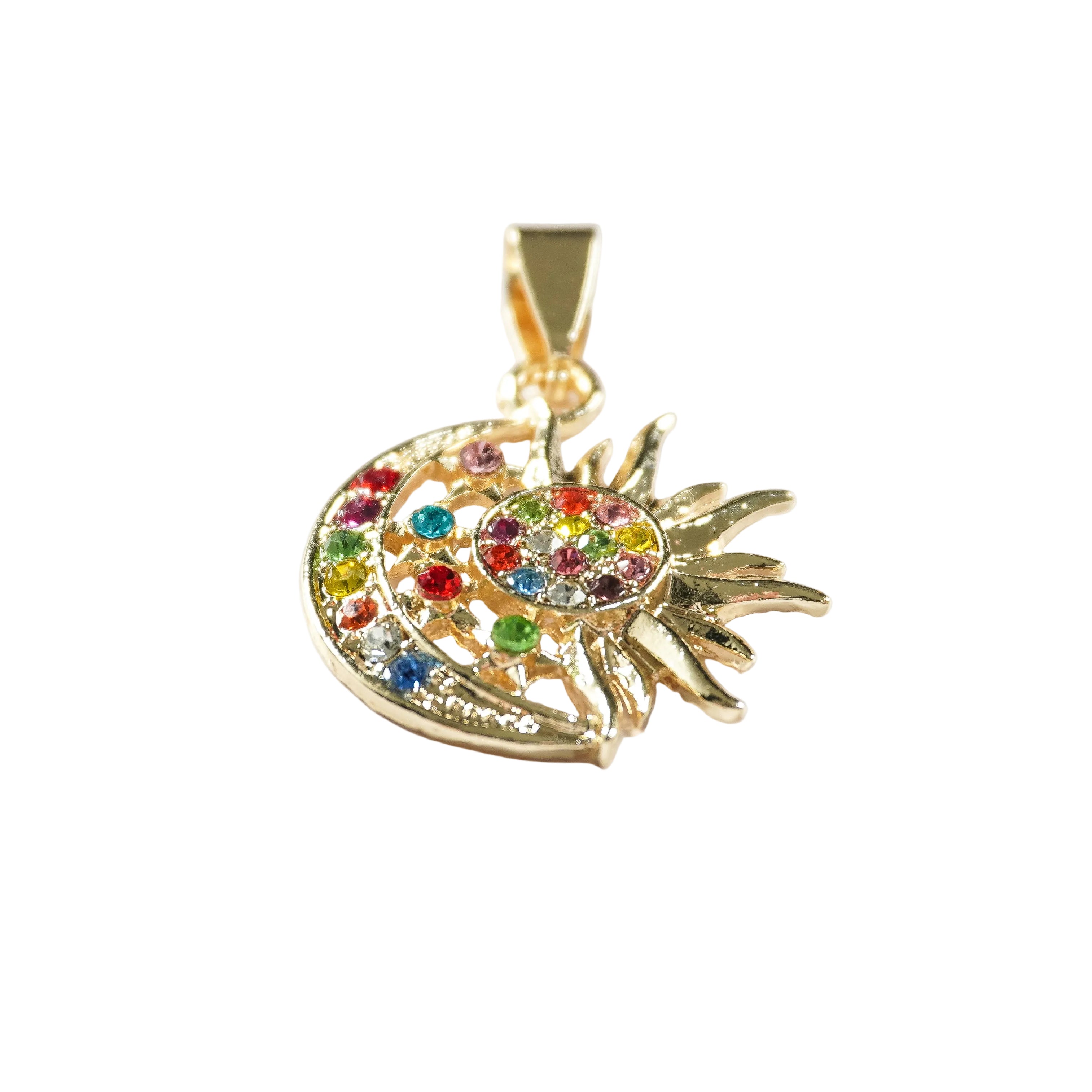 Soluna Oro Laminado Pendant | Sun & Moon CZ Charm