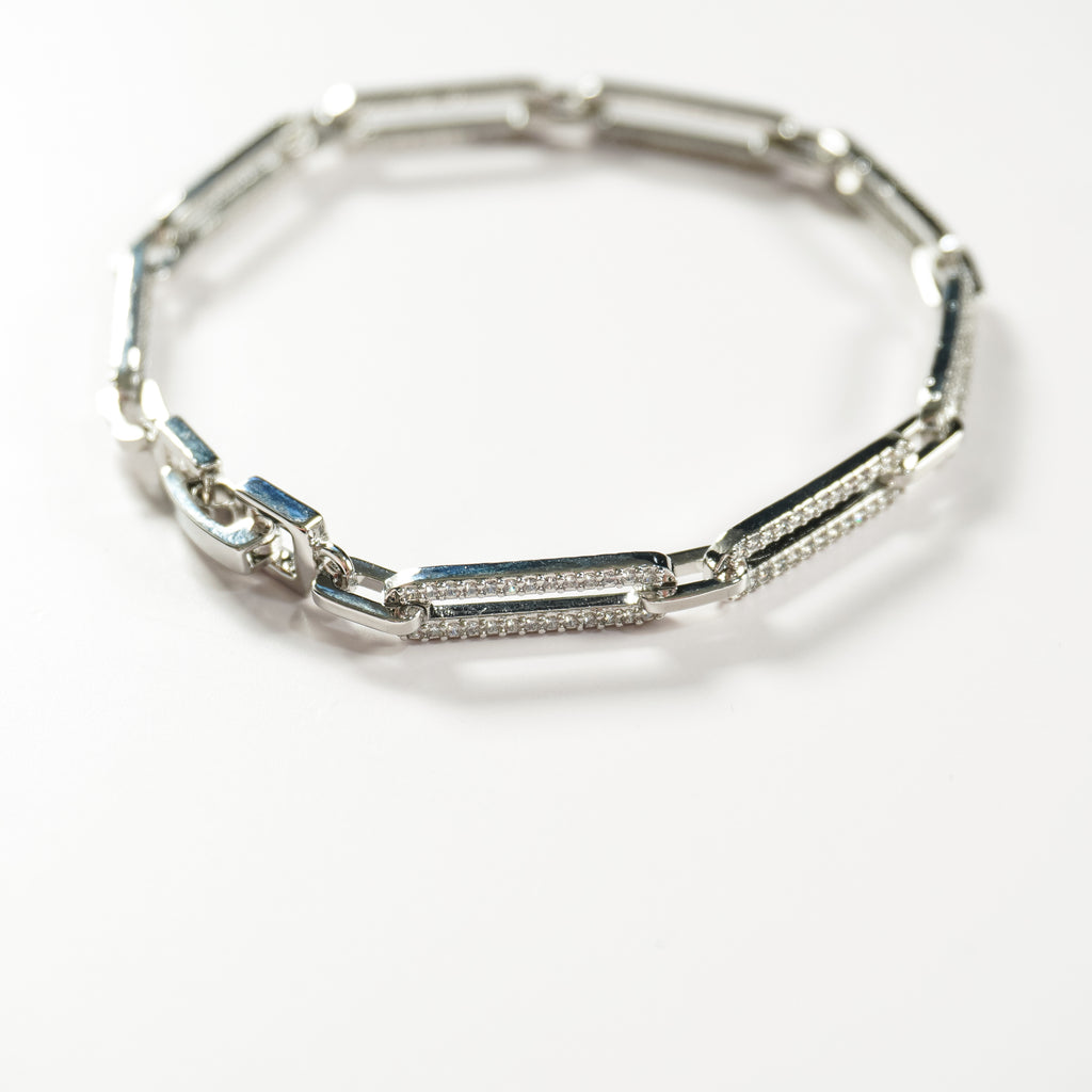 Celeste Pavé Paperclip Bracelet | Gold & Silver Cubic Zirconia Bracelet