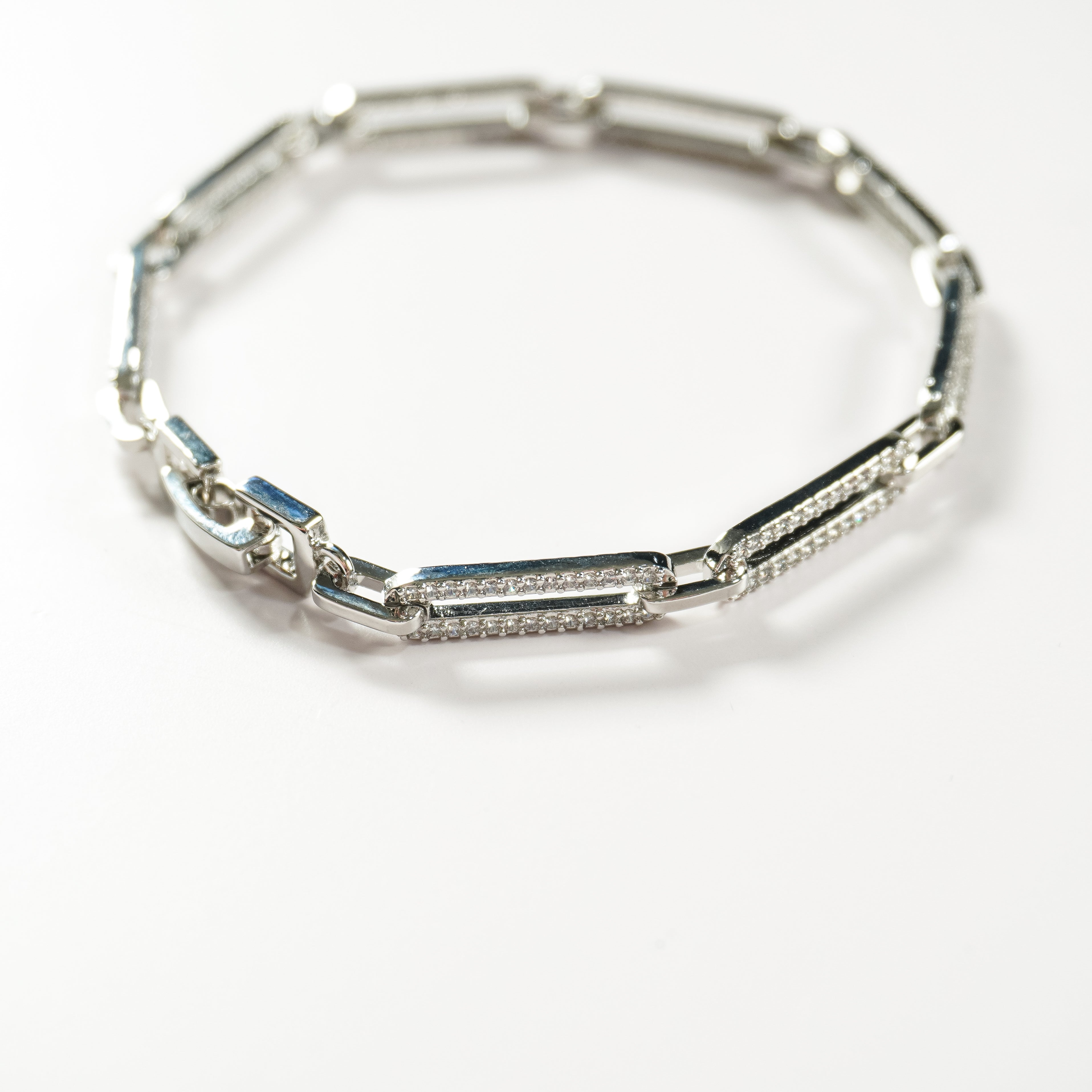 Celeste Pavé Paperclip Bracelet | Gold & Silver Cubic Zirconia Bracelet