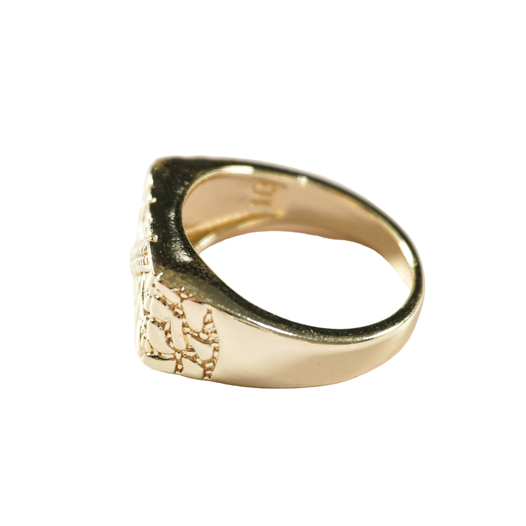 Imperial Florentine Signet Ring for Men | Oro Laminado CZ Ring