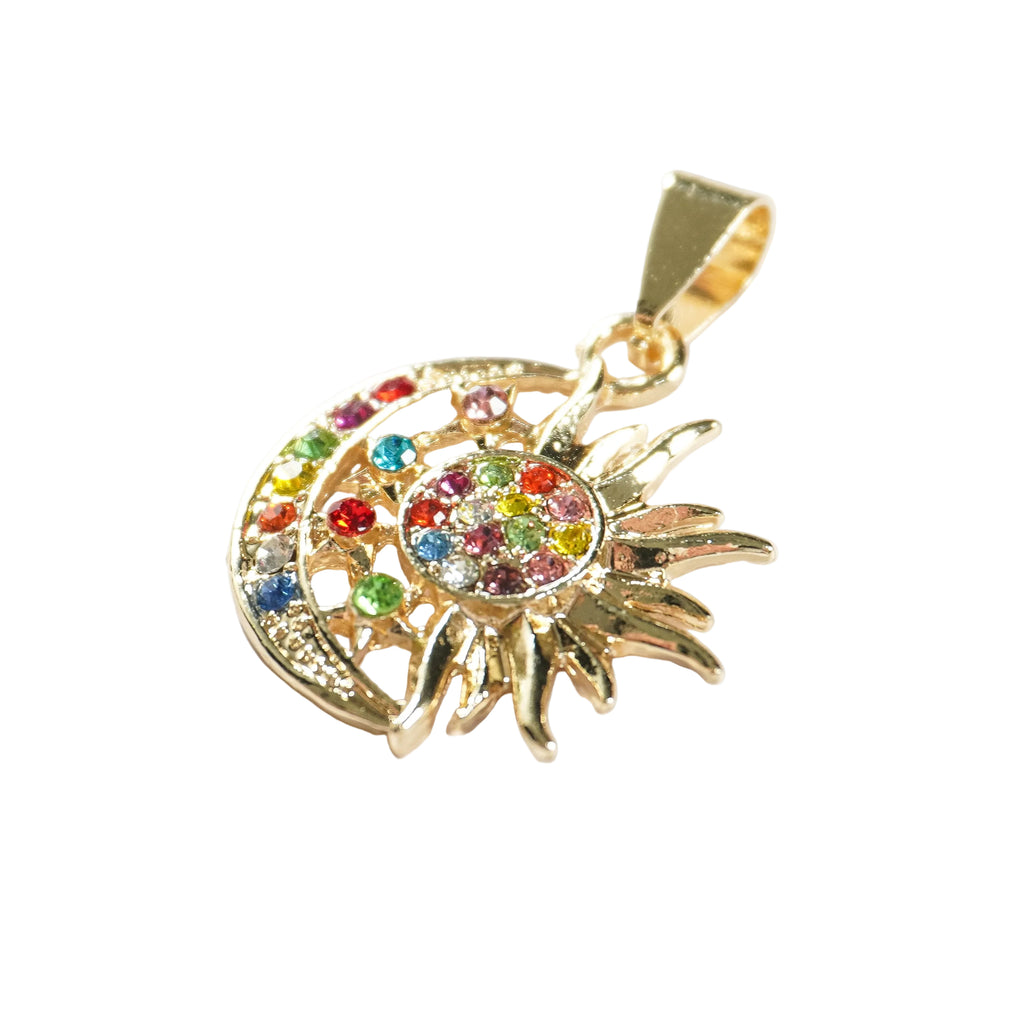 Soluna Oro Laminado Pendant | Sun & Moon CZ Charm