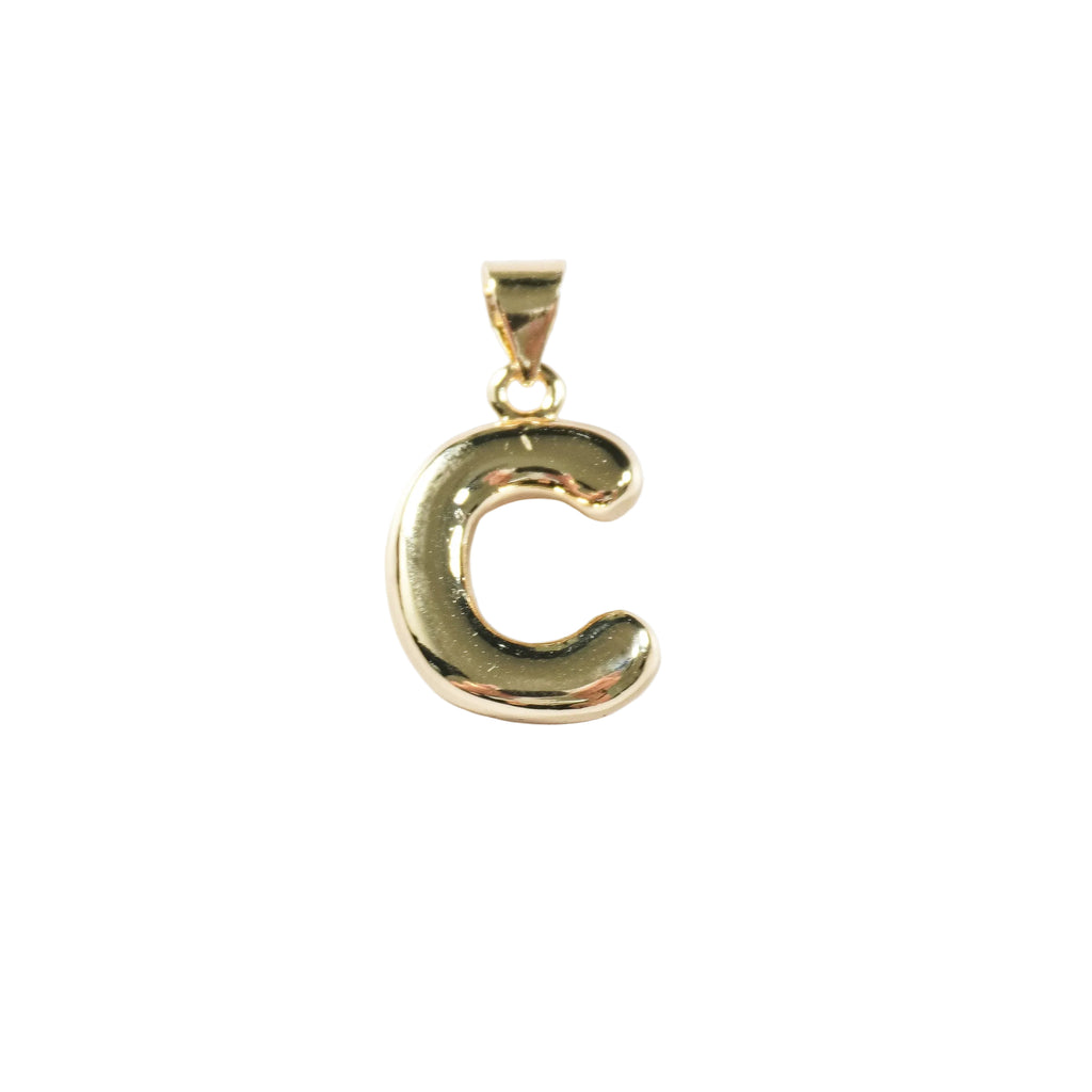 Gold Bubble Initial Pendant | Oro Laminado Letter Charm