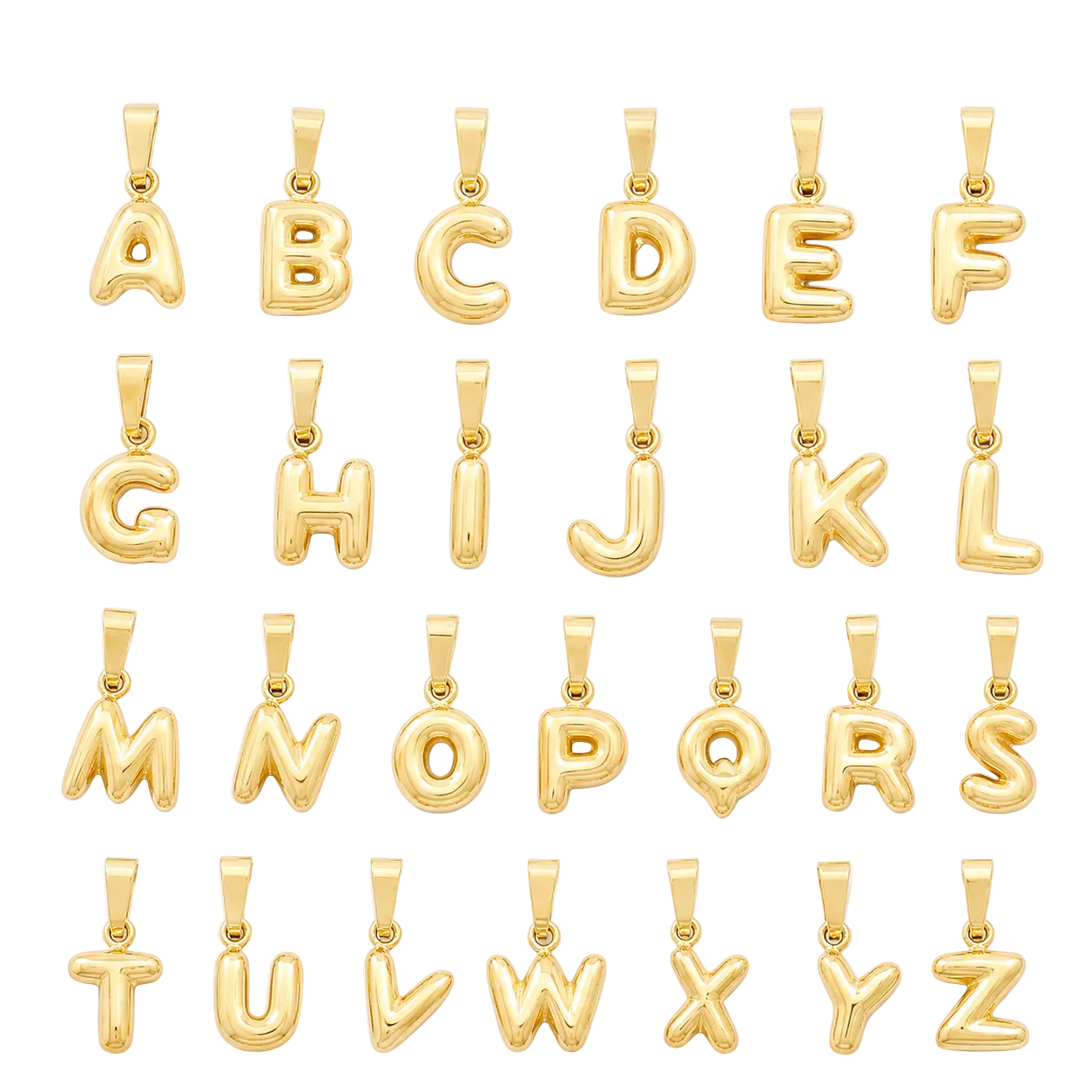 Gold Bubble Initial Pendant | Oro Laminado Letter Charm