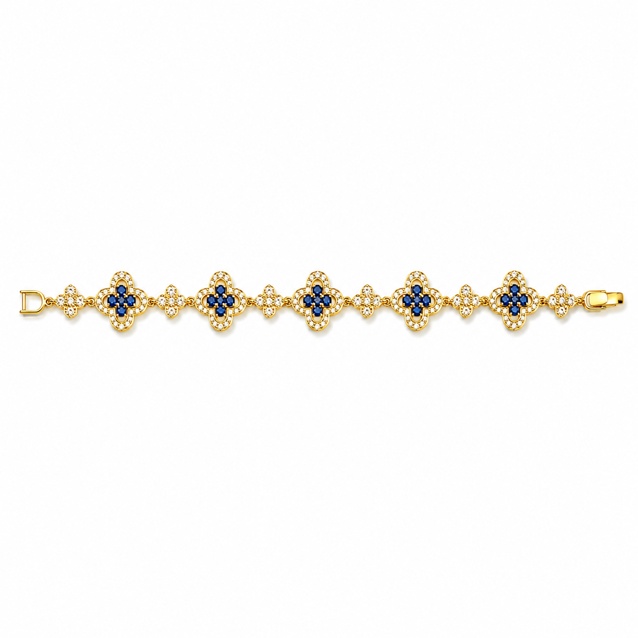 Esmeralda Bloom Green CZ Clover Bracelet | Gold-Tone Floral Bracelet